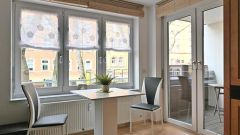 Brühlervorstadt, möblierte 2-Zimmer-Wohnung mit PKW-Stellplatz und Wlan, Balkon, Aufzug nahe dem Amtsgericht